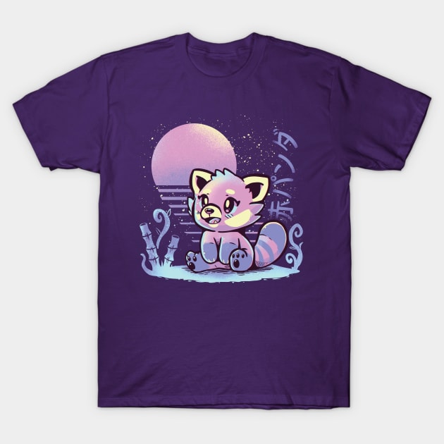 RetroWave Red Panda T-Shirt by TechraNova